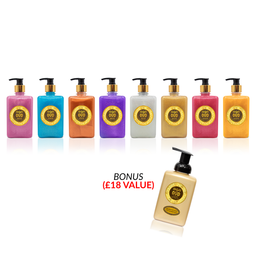 Hand & Body Wash Oud (500ml) 8 Scents Collection by Oudlux + FREE Oud Original Foaming Hand Wash Soap 500ml