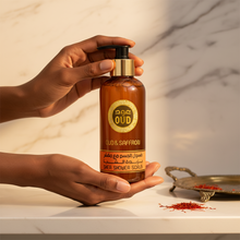 Load image into Gallery viewer, Premium Oud Shea Shower Scrub Saffron 300ml by Oudlux