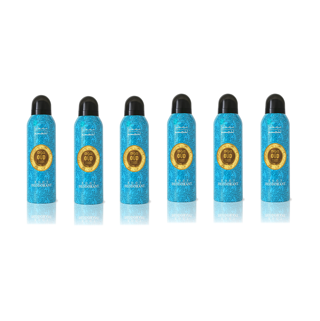 6-Pack Oud Body Spray Deodorant Musk 200ml by Oudlux